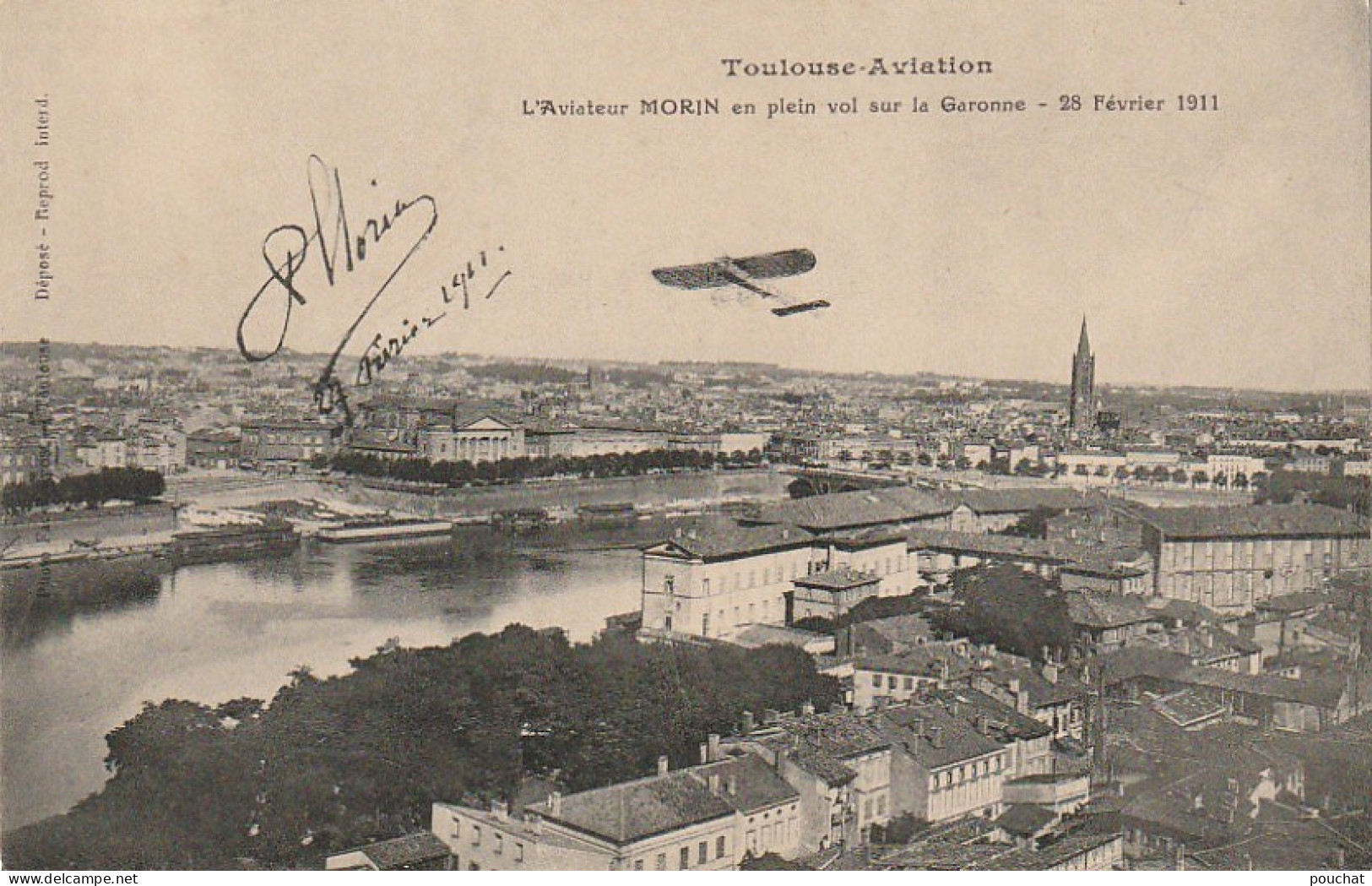 ZY 90-(31) TOULOUSE AVIATION - L' AVIATEUR MORIN EN PLEIN VOL SUR LA GARONNE FEVRIER 1911 - Aviateurs