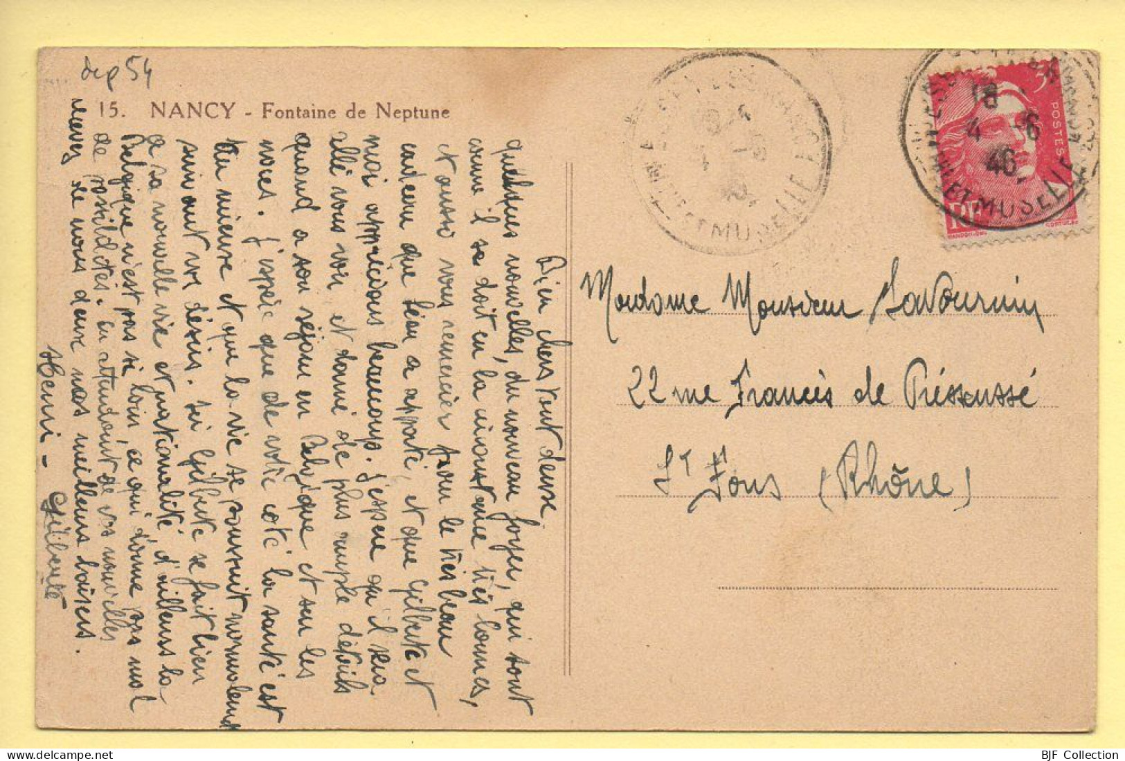 54. NANCY – Fontaine De Neptune (voir Scan Recto/verso) - Nancy