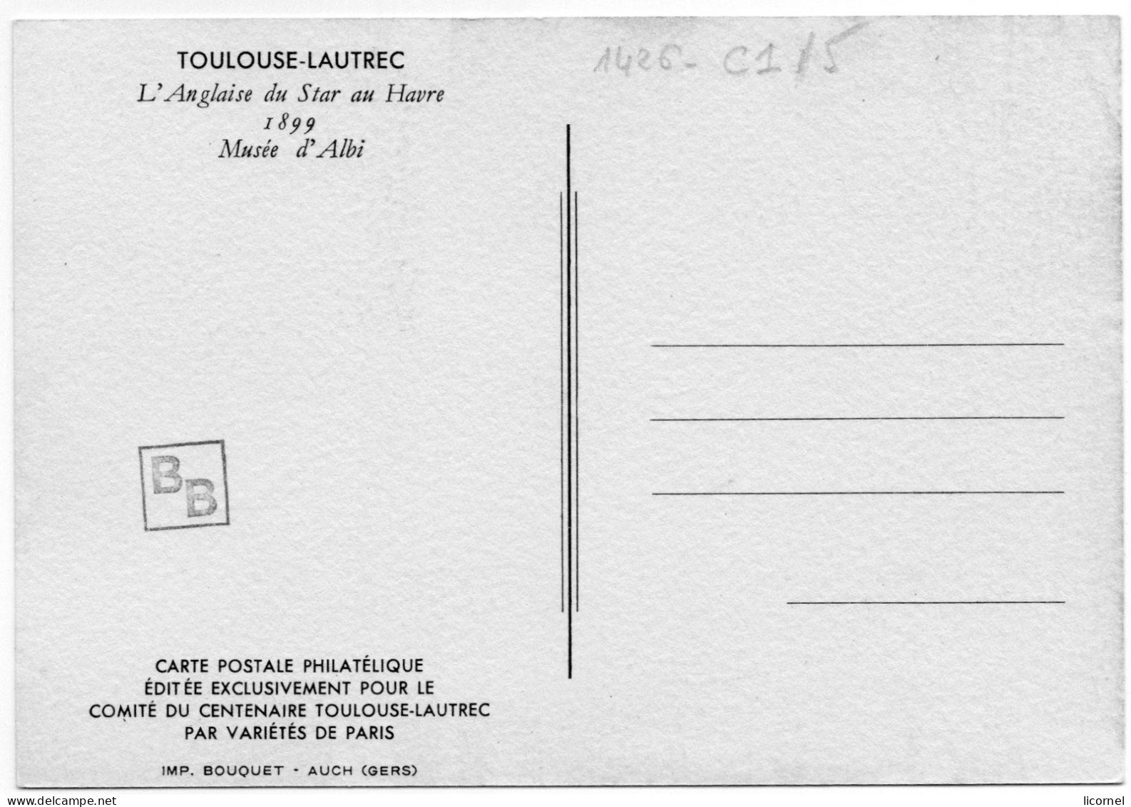 Cartes Maxi  1965 Premier Jour : TOULOUSE LAUTREC , L Anglaise - 1960-1969