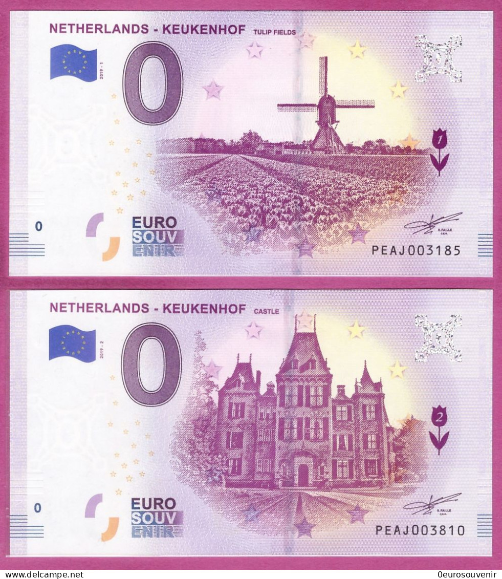 0-Euro PEAJ 2019-1-2  NETHERLANDS - KEUKENHOF TULIP FIELDS + CASTLE - 2 Scheine SATZ - Private Proofs / Unofficial