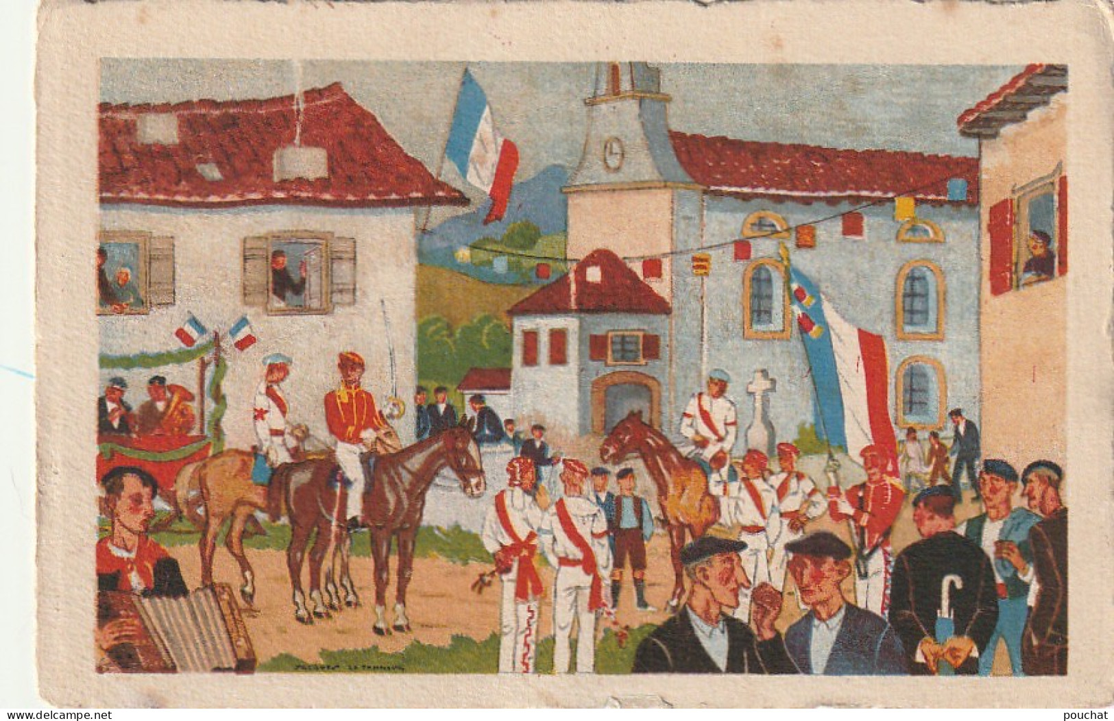 ZY 93-(64) DEPART POUR LA PROCESSION D' APRES LES GOUACHES ORIGINALES DE JACQUES LE TANNEUR - Le Tanneur