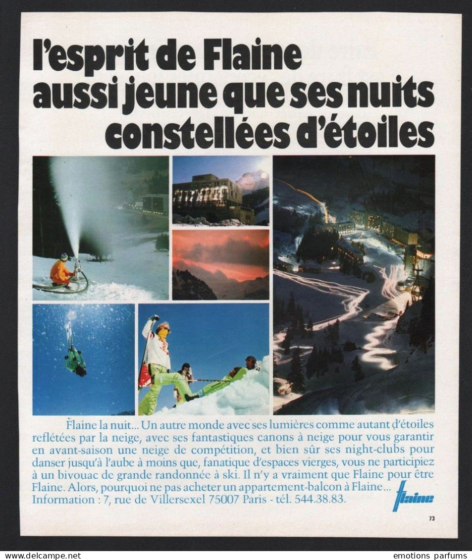 Lot De 3 Publicite 1975 Tourisme Voyage Station  FLAINE 74 Haute Savoie Ski Skieur Montagne Randonnée Raquette - Werbung