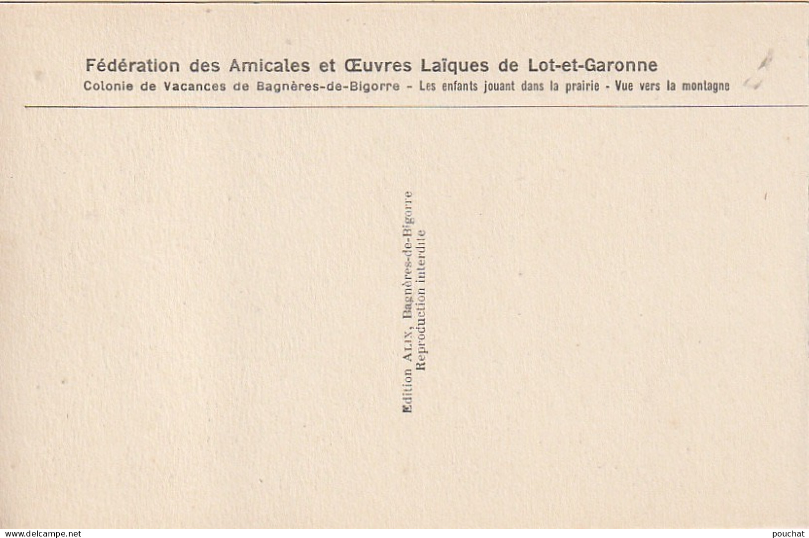 ZY 95-(65) COLONIE DE VACANCES DE BAGNERES DE BIGORRE - F. O. L. DE LOT ET GARONNE  - LES ENFANTS JOUANT DANS LA PRAIRIE - Bagneres De Bigorre