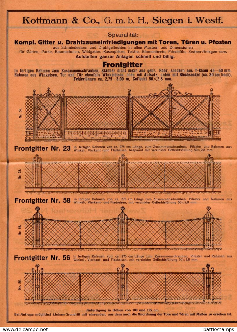 Germany 1926 Cover w/ Advertisements; Siegen - Drahtwarenfabrik Kottmann & Co. (Wire Products Factory); 3pf German Eagle