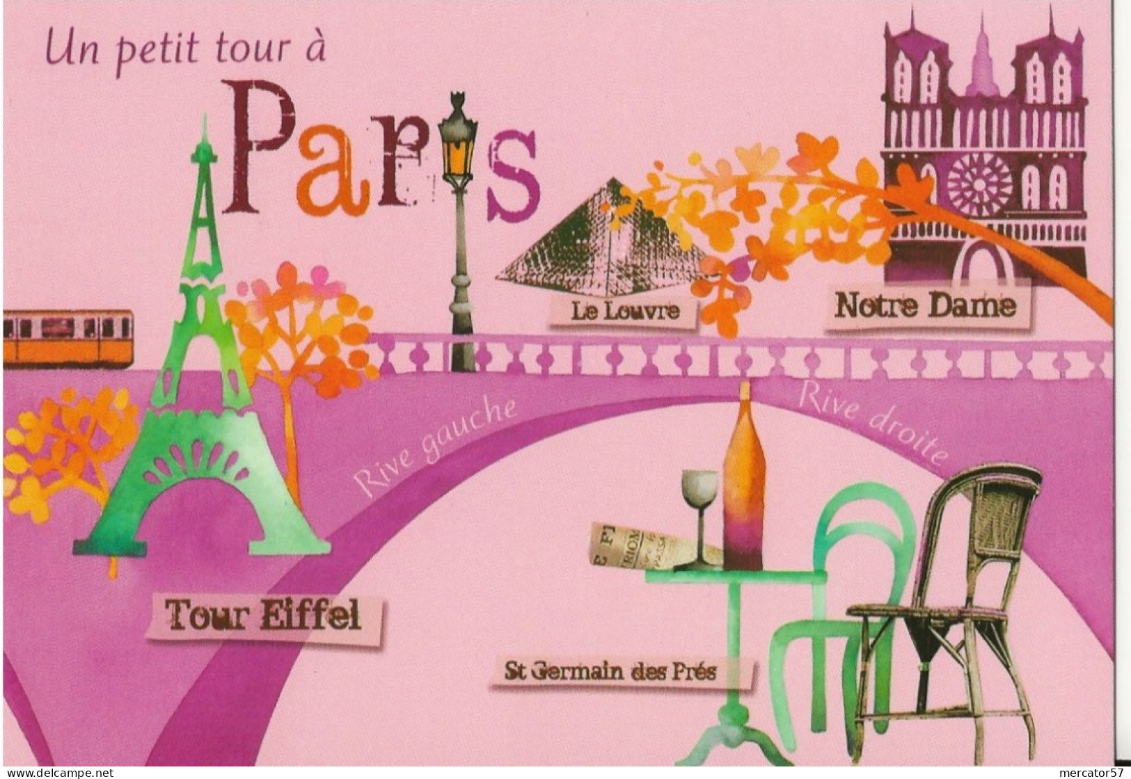 CPM PARIS Tour Eiffel , Notre-Dame, Le Louvre, Saint-Germain Des Prés... - Contemporain (à Partir De 1950)