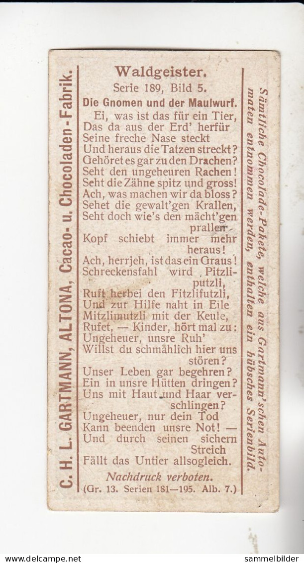 Gartmann Waldgeister Die Gnomen Und Der Maulwurf  Serie 189 #5 Von 1907 - Otros & Sin Clasificación