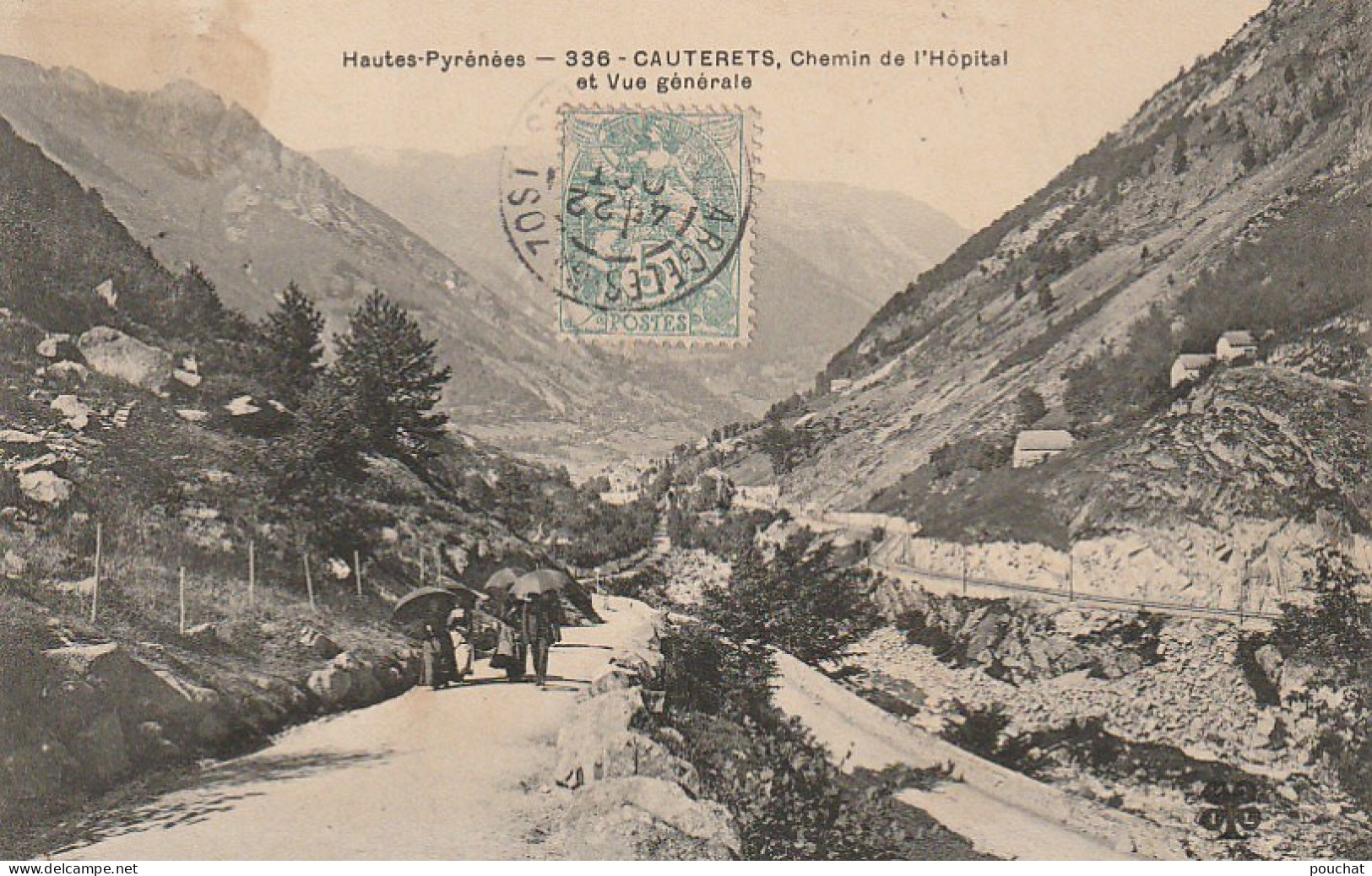 ZY 95-(65) CAUTERETS - CHEMIN DE L' HOPITAL ET VUE GENERALE - ANIMATION - 2 SCANS - Cauterets