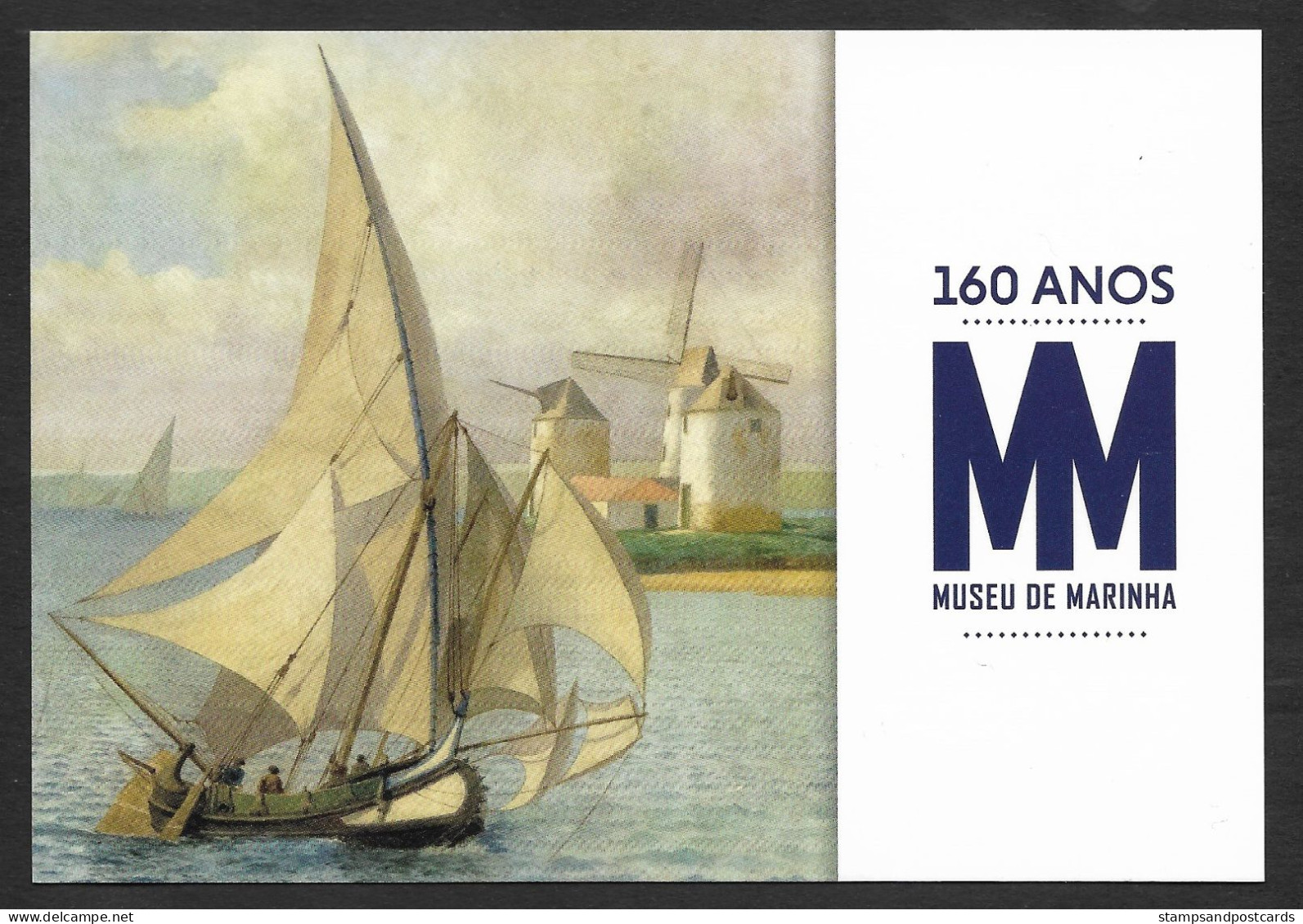 Portugal Entier Postal 2023 Musée De La Marine Cachet Navy Museum Stationery Pmk Bateau Moulin Ship Windmill - Mulini