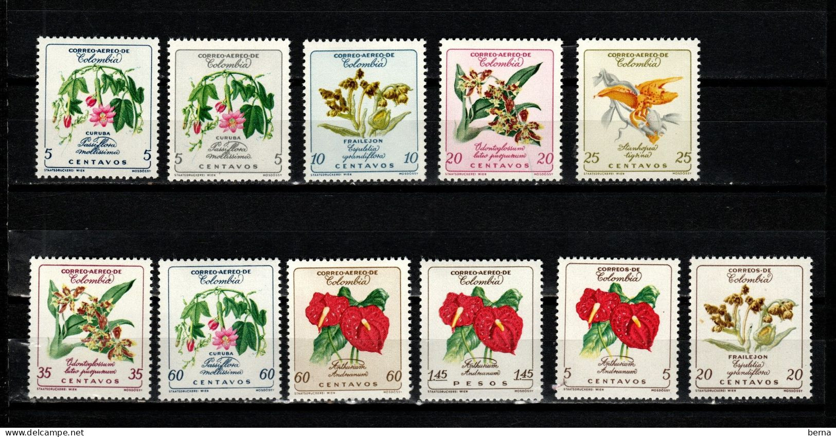FLOWERS MNH COLOMBIA AIRMAIL 351/354+POSTAGE 579/580 - Other & Unclassified