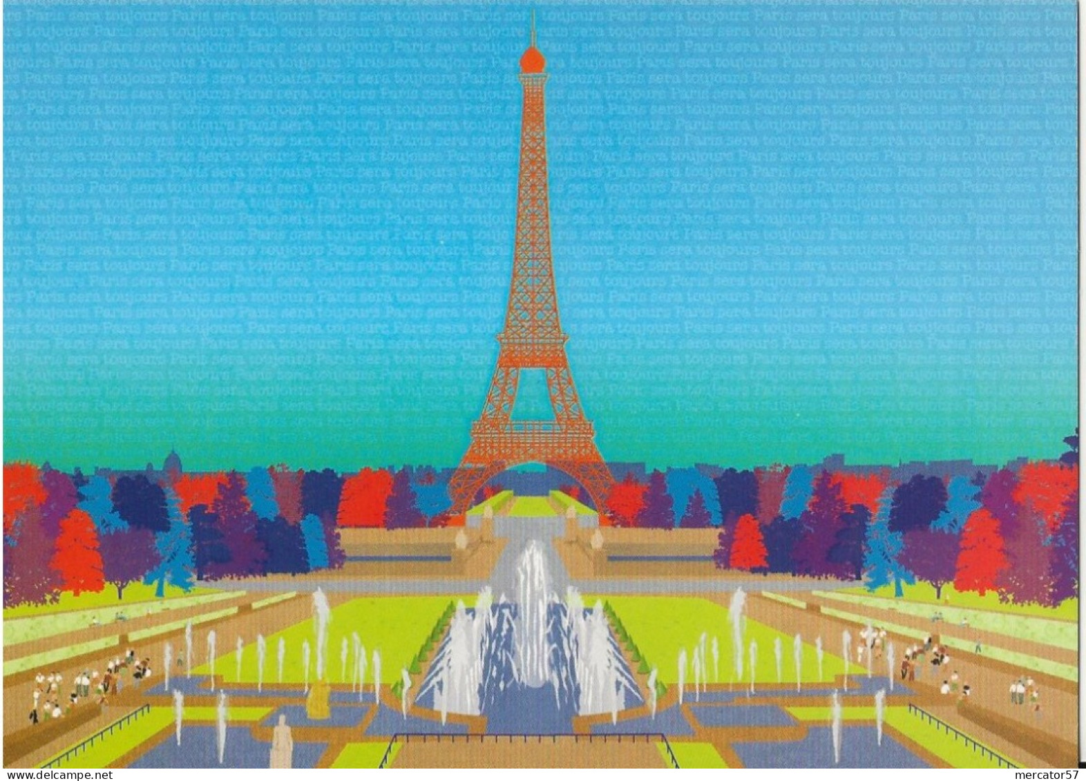 CPM PARIS Tour Eiffel ,les Jardins Du Trocadéro - Zeitgenössisch (ab 1950)