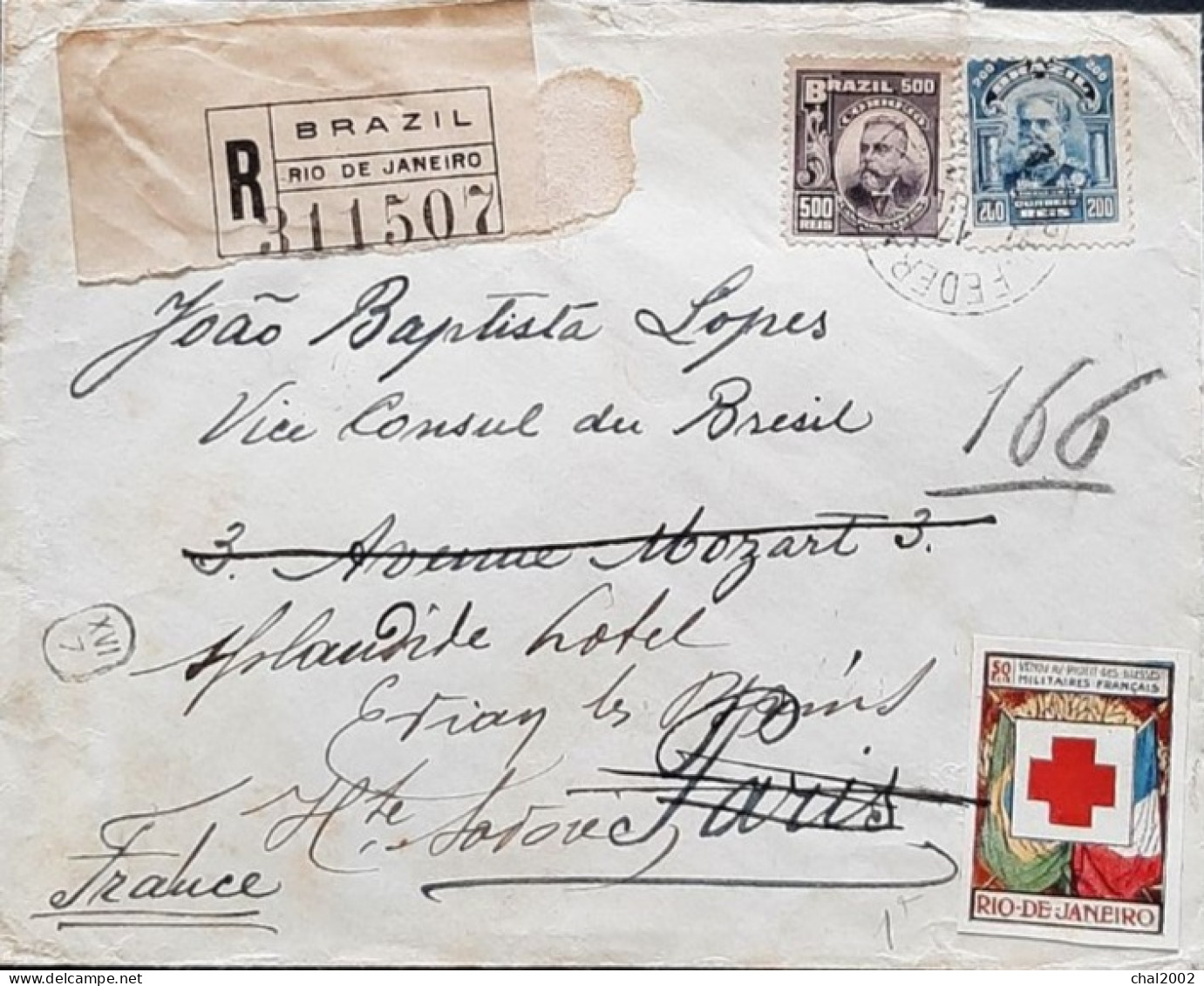 1914 1918 Enveloppe Brazil Rio De Janeiro Pour Paris - Storia Postale