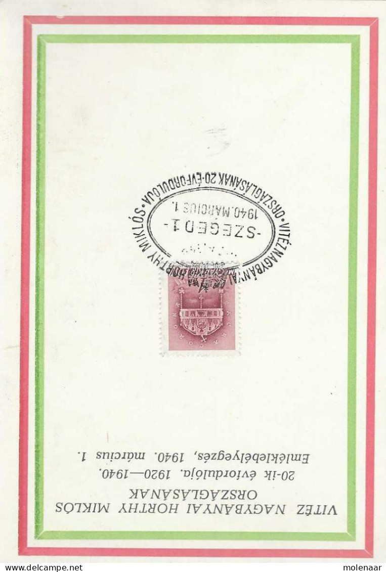 Postzegels > Europa > Hongarije > 1918-44 >kaart Uit 1940 Met 1 Postzegel (17084) - Covers & Documents