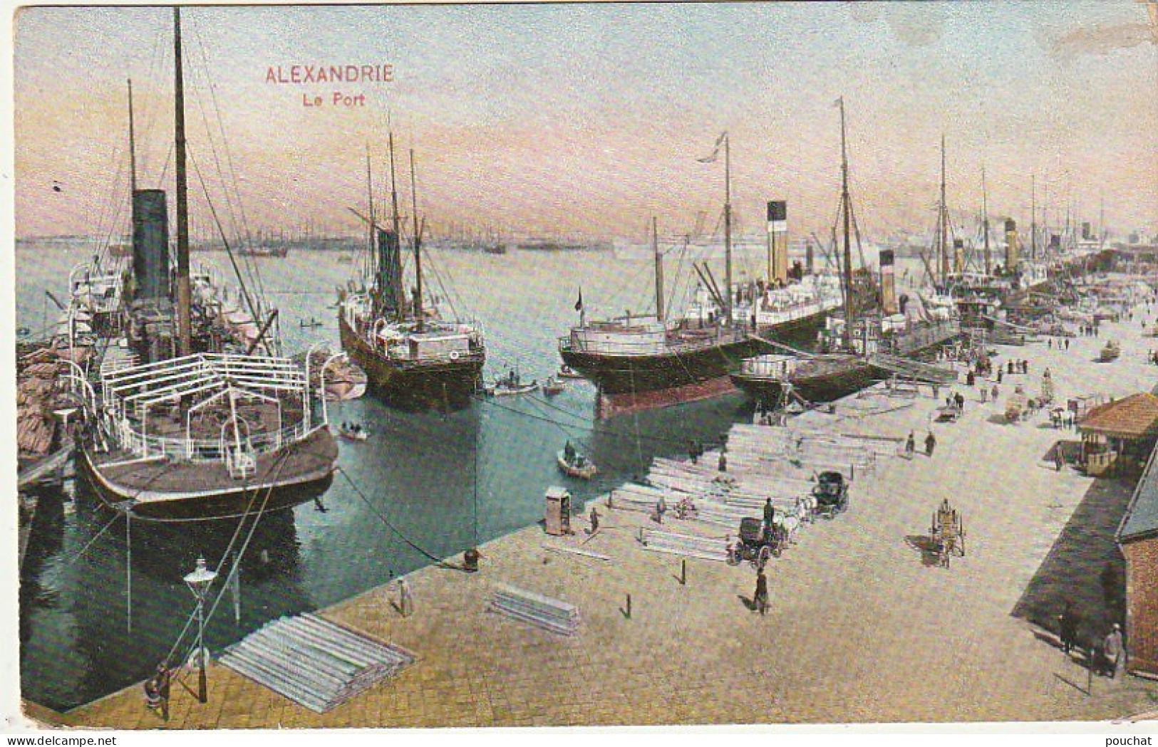 ZY 102- ALEXANDRIE ( EGYPTE ) - LE PORT - ANIMATION - CARTE COLORISEE - 2 SCANS - Alexandrie