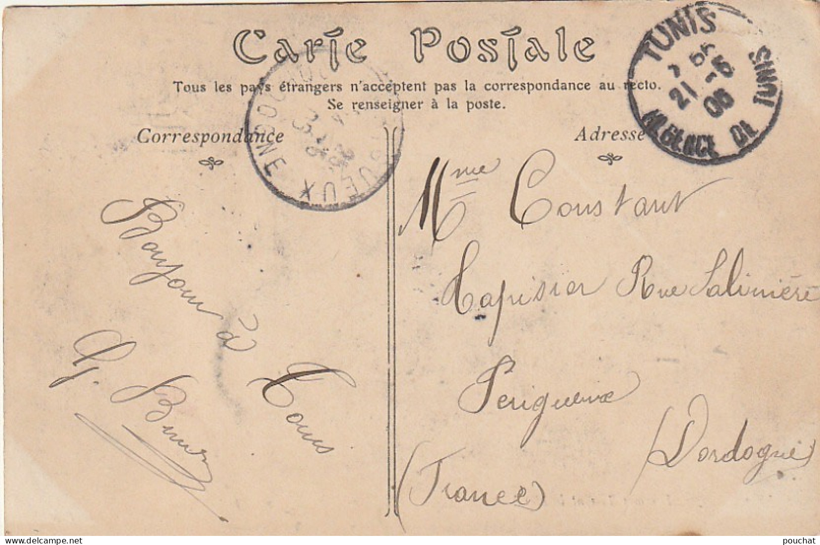 ZY 103-( TUNISIE ) - FEMMES TISSANT LE HAICK - CARTE COLORISEE ( CORRESPONDANCE TUNIS  1905 )- 2 SCANS - Artigianato