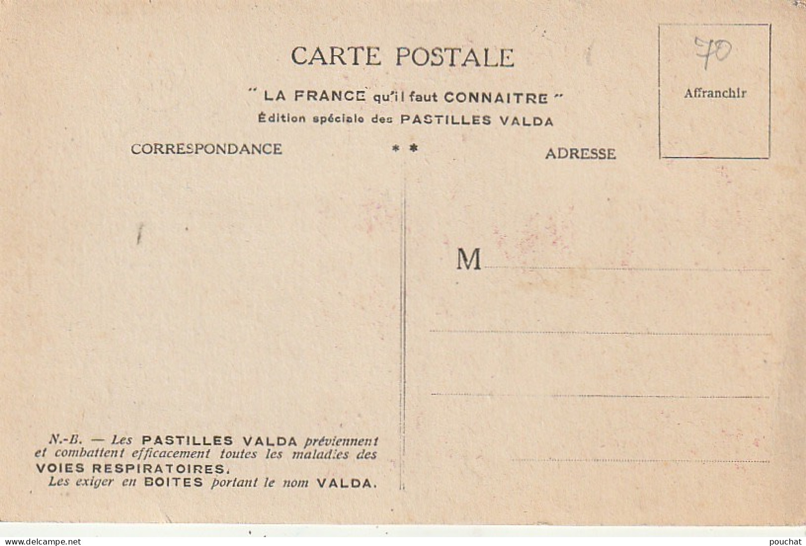 ZY 104-(70) DEPARTEMENT DE LA HAUTE SAONE - ILLUSTRATIONS - CARTE PUBLICITAIRE PASTILLES VALD - Otros & Sin Clasificación