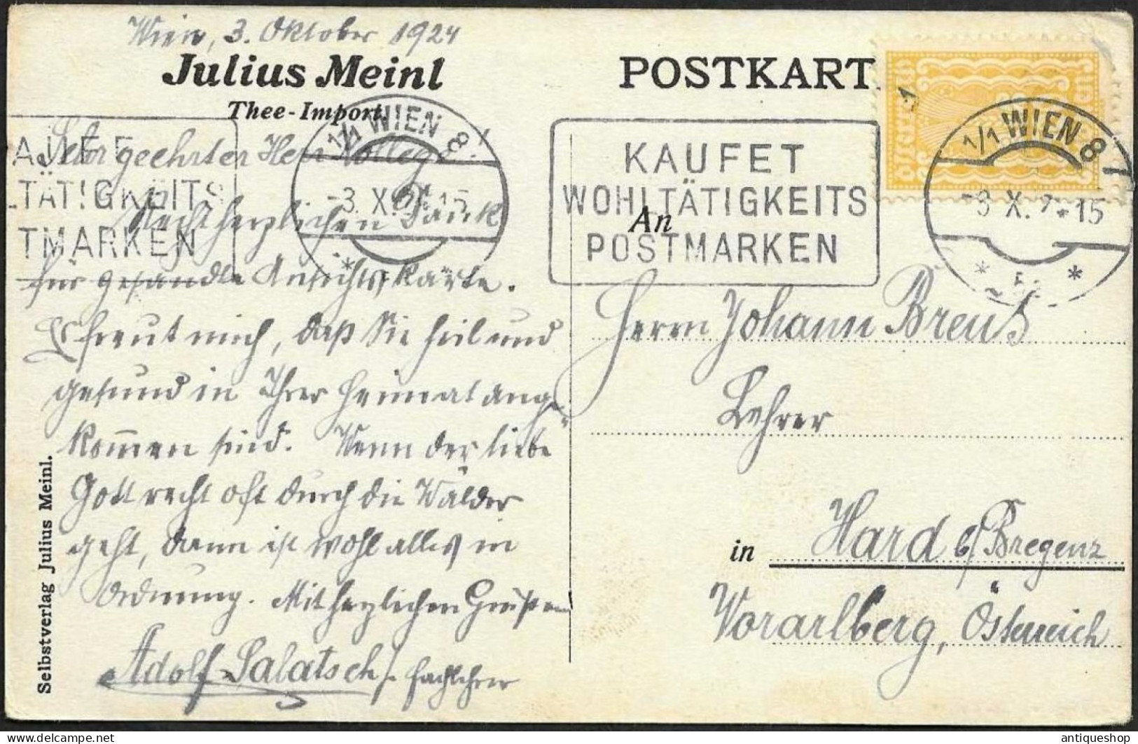Julius Meinl (Thee Import)------old Postcard - Werbepostkarten