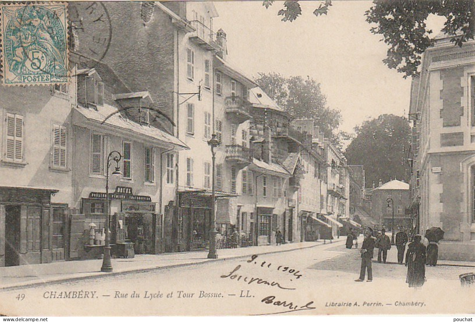 ZY 107-(73) CHAMBERY - RUE DU LYCEE ET TOUR BOSSUE - ANIMATION - COMMERCES - 2 SCANS  - Chambery