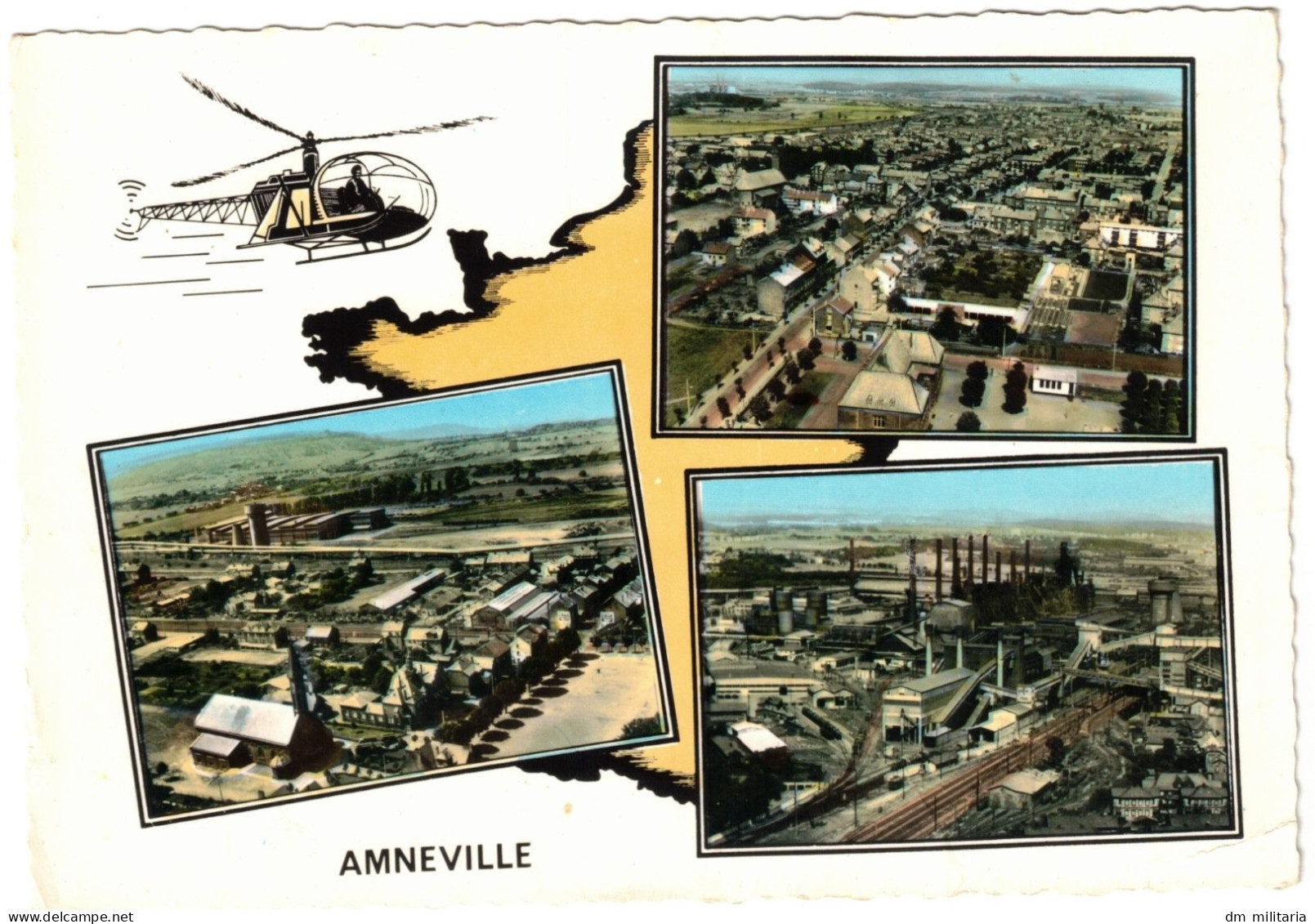 57 - BELLE CARTE 1966 : AMNEVILLE - MULTIVUES - VUE AÉRIENNE HÉLICOPTÈRE - USINES SIDÉRURGIE - MOSELLE - Other & Unclassified
