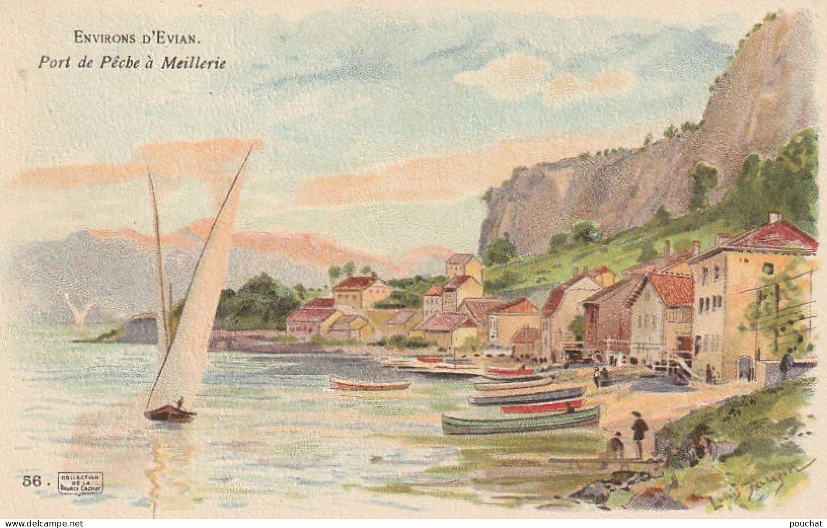 ZY 109-(74) ENVIRONS D' EVIAN - PORT DE PECHE A MEILLERIE - COLL. SOURCE CACHAT - LOUIS TAUZIN - 2 SCANS - Sonstige & Ohne Zuordnung