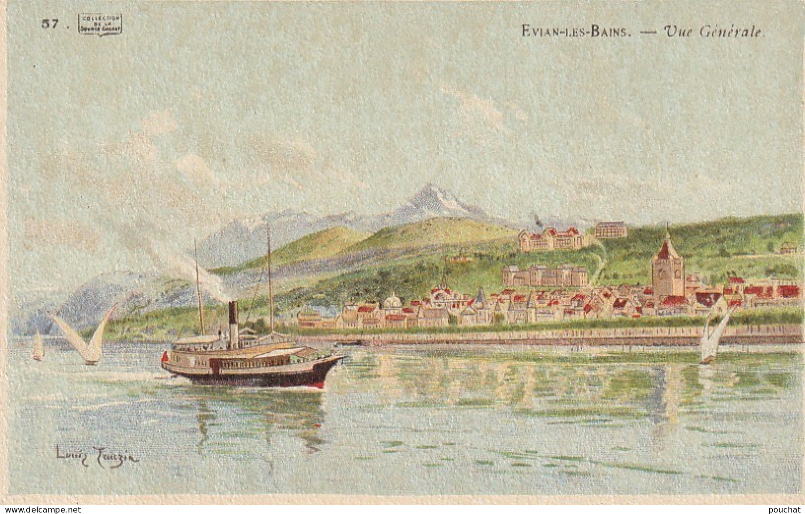 ZY 109-(74) EVIAN LES BAINS - VUE GENERALE - COLL. SOURCE CACHAT - LOUIS TAUZIN - 2 SCANS - Sonstige & Ohne Zuordnung