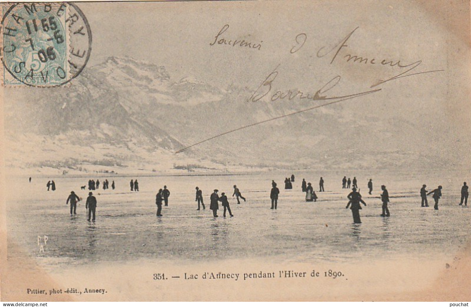 ZY 109-(74) LAC D' ANNECY PENDANT L' HIVER DE 1890 - ANIMATION - PHOT. EDIT. PITTIER , ANNECY - 2 SCANS - Annecy