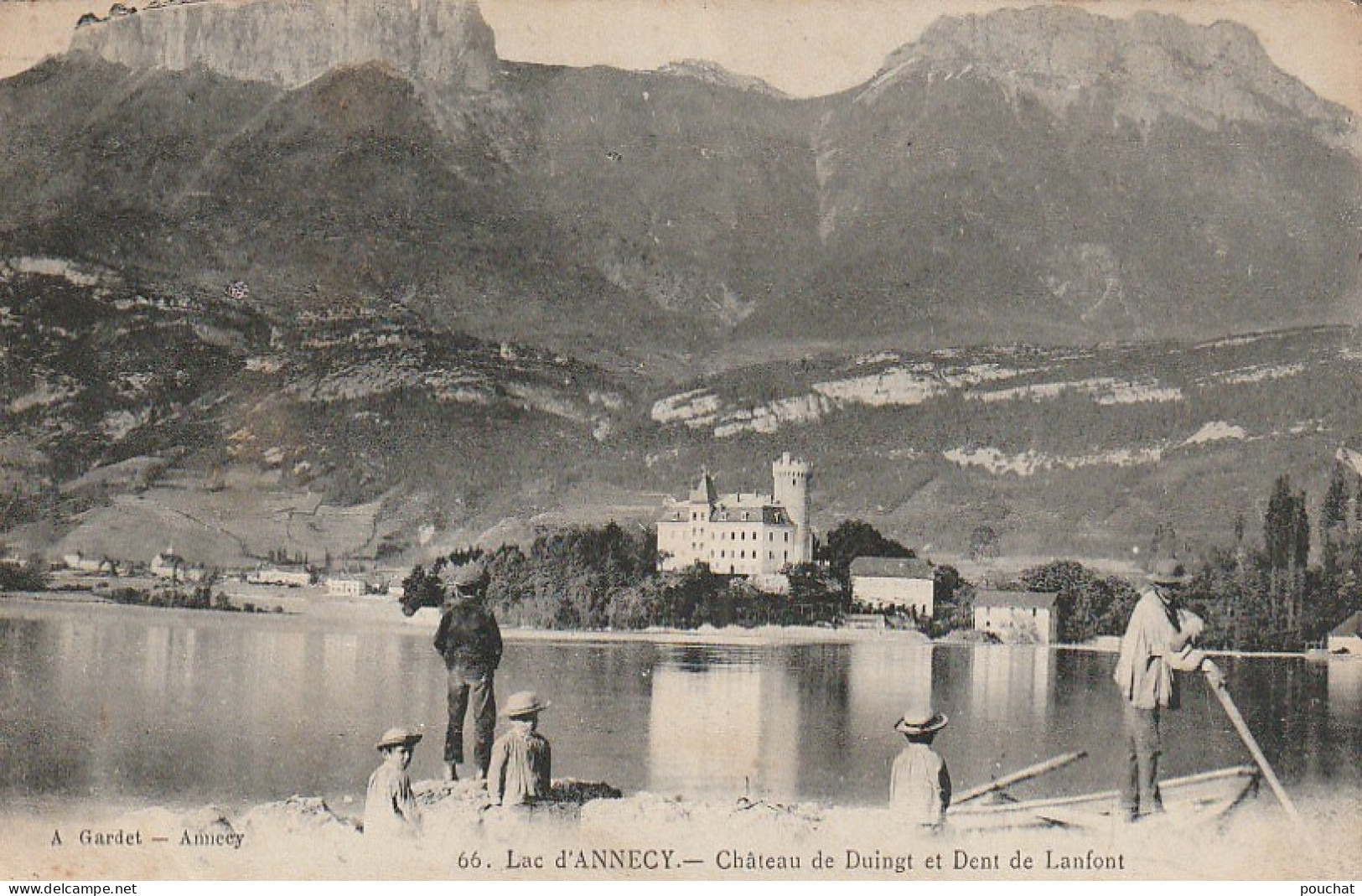 ZY 109-(74) LAC D' ANNECY - CHATEAU DE DUINGT ET DENT DE LANFONT - ANIMATION - ENFANTS ET PASSEUR- 2 SCANS - Annecy