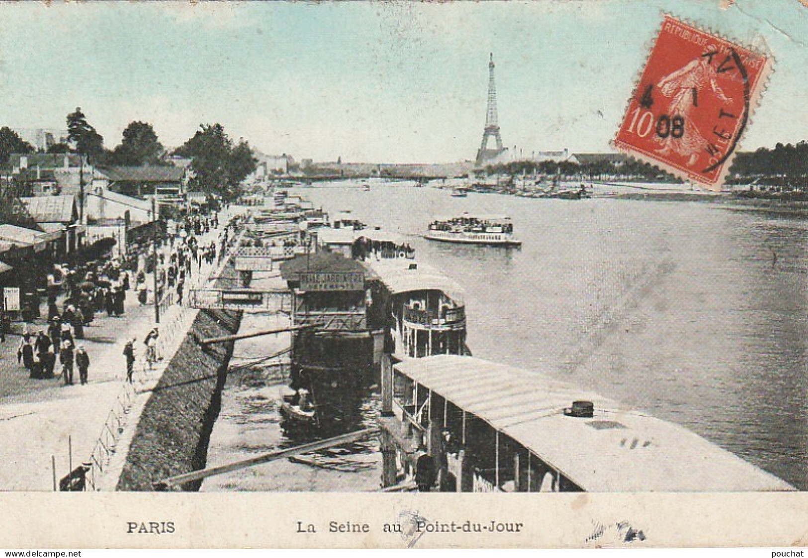 ZY 111-(75) PARIS - LA SEINE AU POINT DU JOUR - ANIMATION - CARTE COLORISEE - 2 SCANS - The River Seine And Its Banks