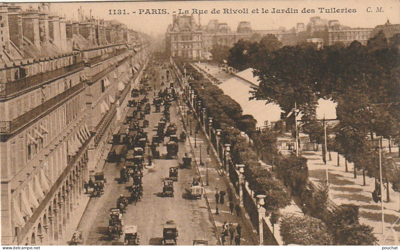 ZY 111-(75) LA RUE DE RIVOLI ET LE JARDINS DES TUILERIES , PARIS - AUTOMOBILES - 2 SCANS - Distrito: 01