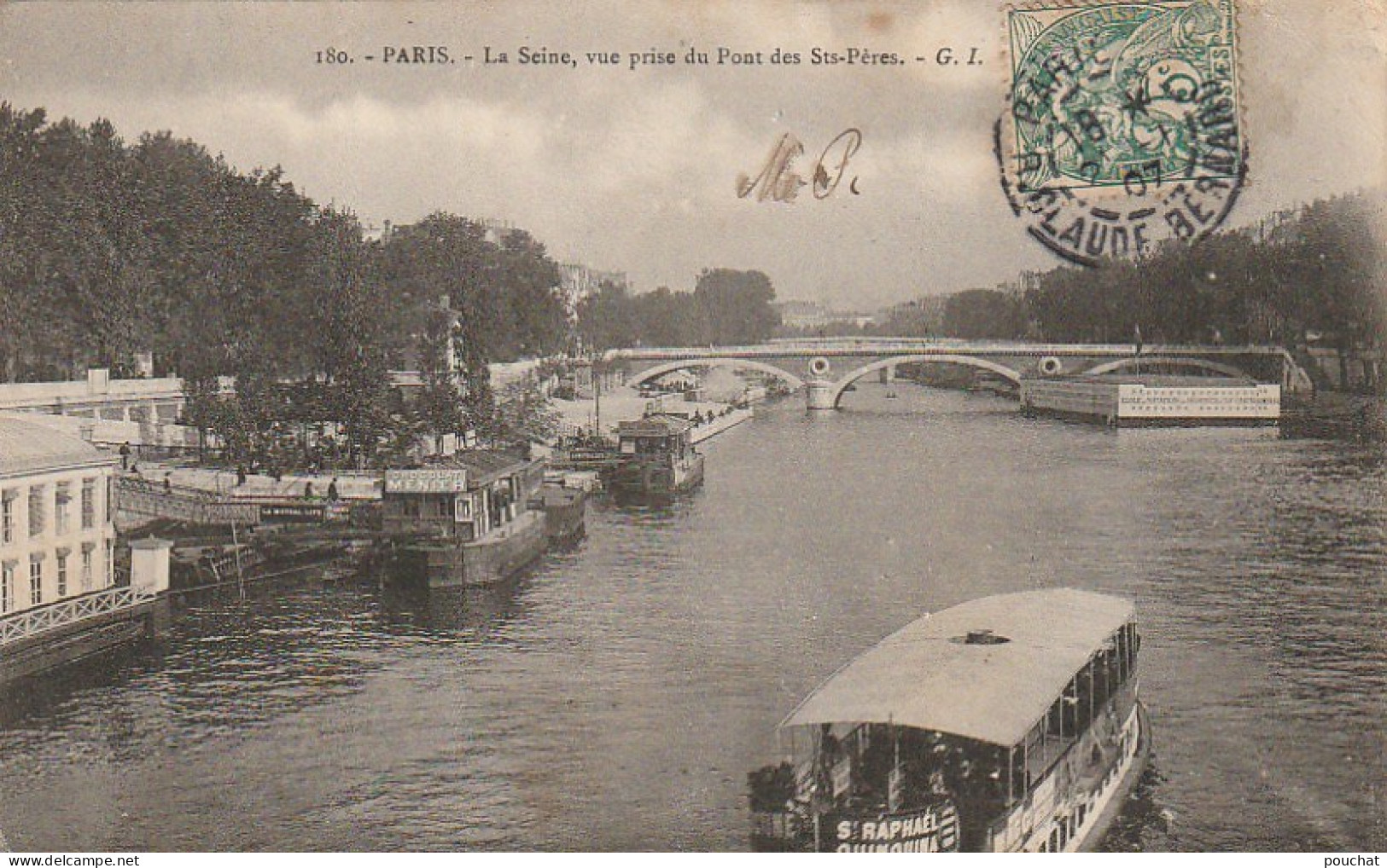 ZY 112-(75) LA SEINE , VUE PRISE DU PONT DES STS PERES , PARIS - ANIMATION  - 2 SCANS - The River Seine And Its Banks