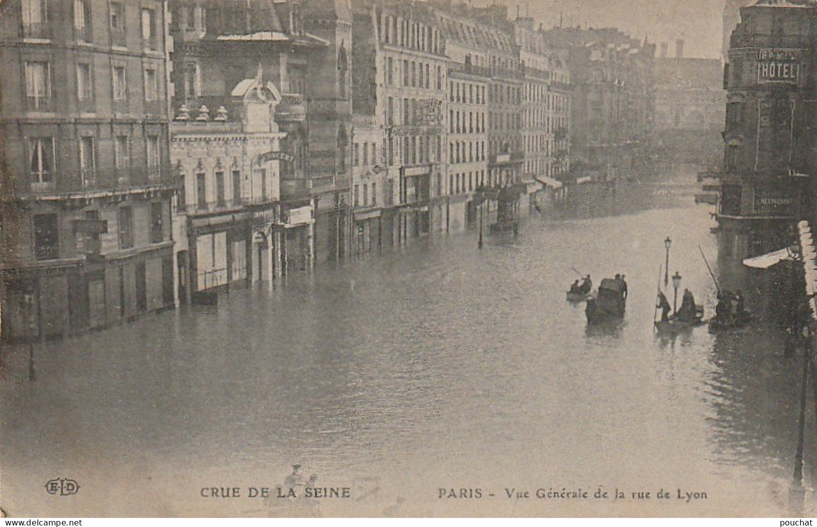 ZY 112-(75) CRUE DE LA SEINE - VUE GENERALE DE LA RUE DE LYON , PARIS - 2 SCANS - Überschwemmung 1910