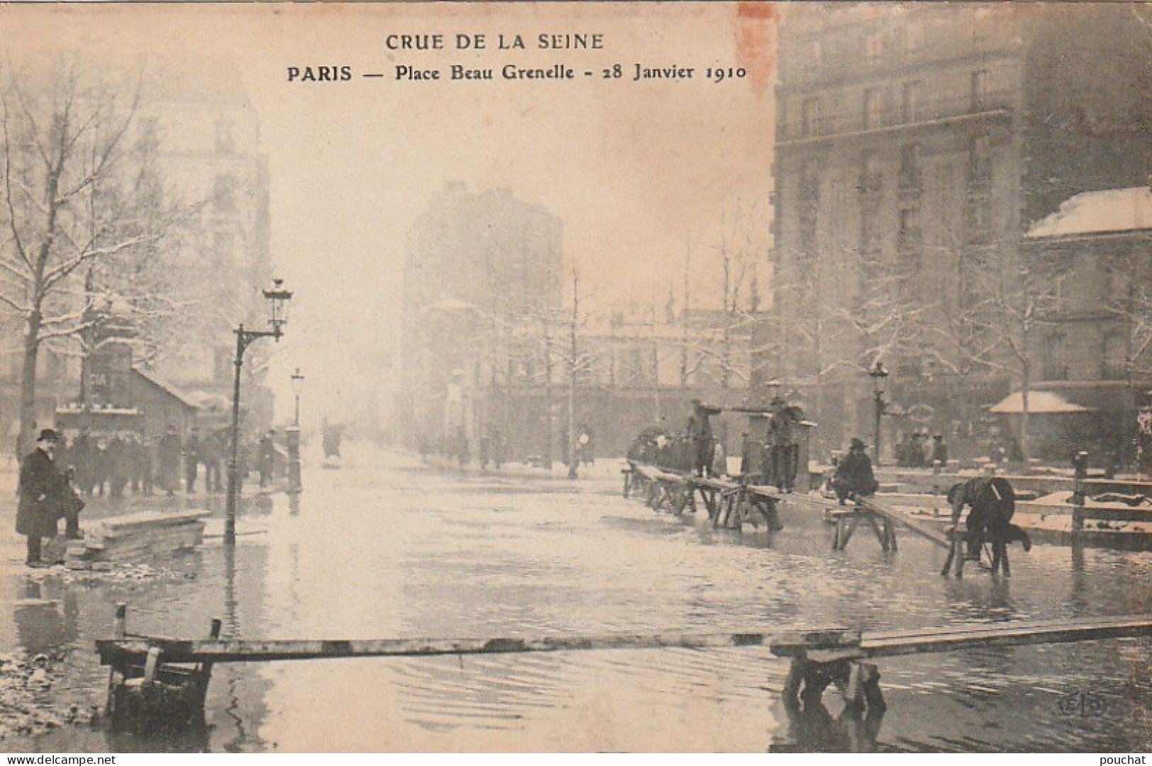 ZY 112-(75) CRUE DE LA SEINE - PLACE BEAU GRENELLE , PARIS - 2 SCANS - De Overstroming Van 1910