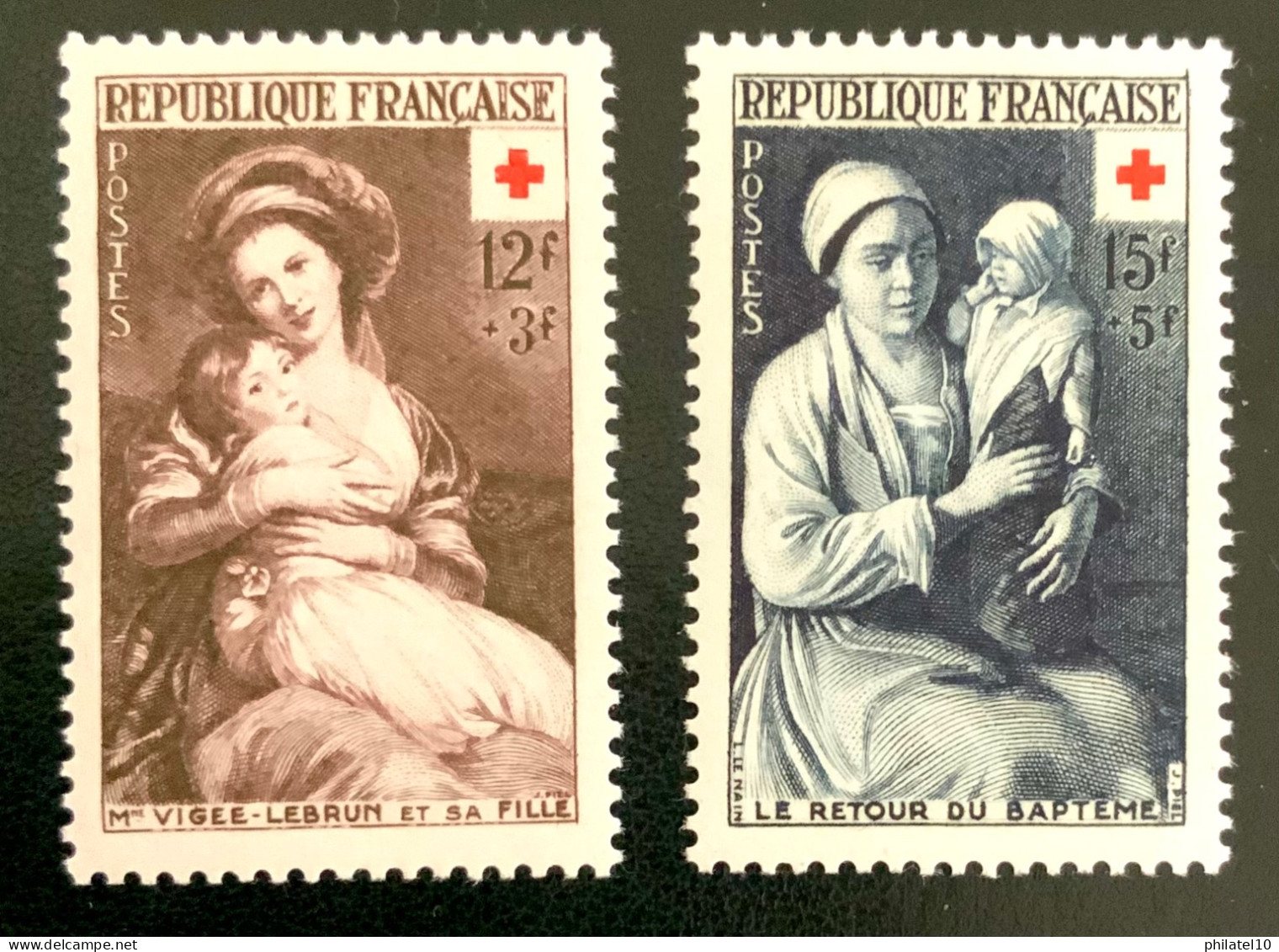 1953 FRANCE N 966/967 CROIX ROUGE LE RETOUR DE BAPTÊME ET VIGEE LEBRUN ET SA FILLE - NEUF** - Ungebraucht