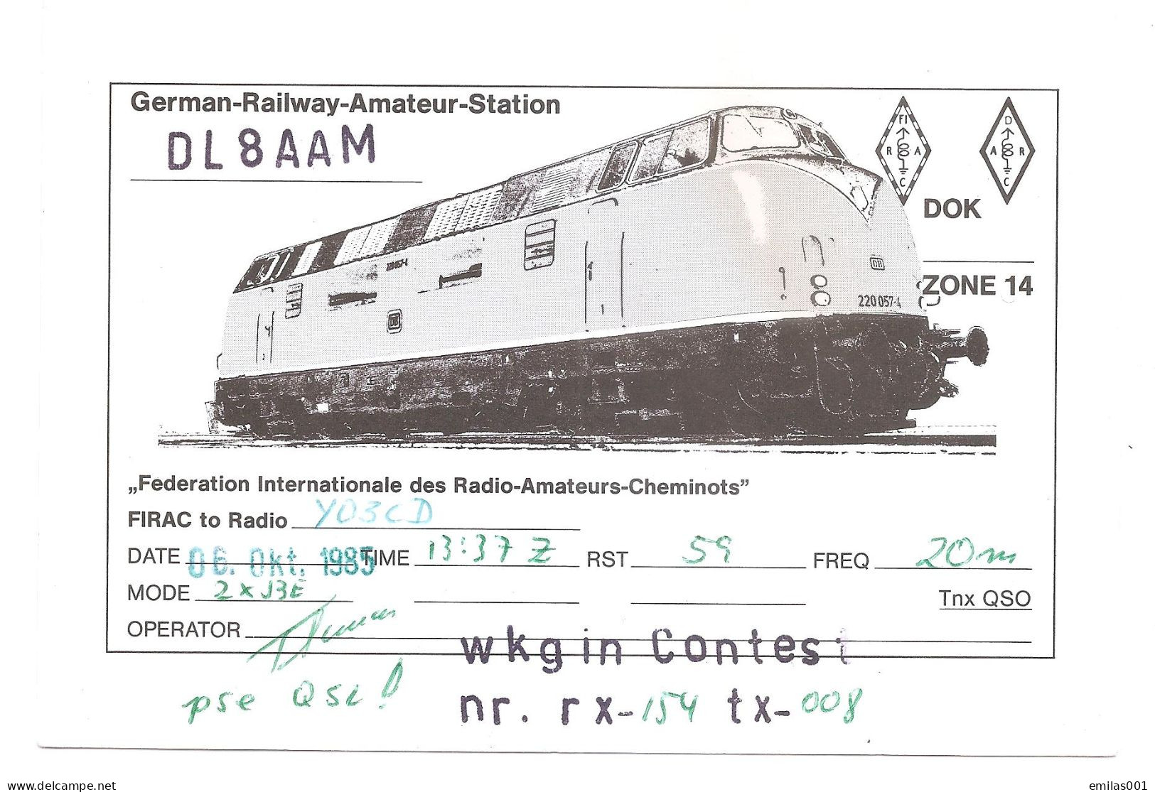 QSL - ALLEMAGNE - Train - Radio-amateur