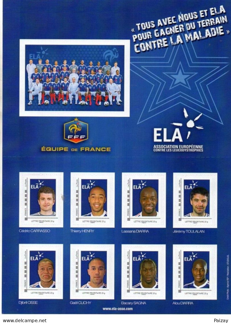 Collector France ELA ** Association Européenne Contre Les Leucodystrophies  Equipe France Football 10 T Adhésif  2009 - Collectors