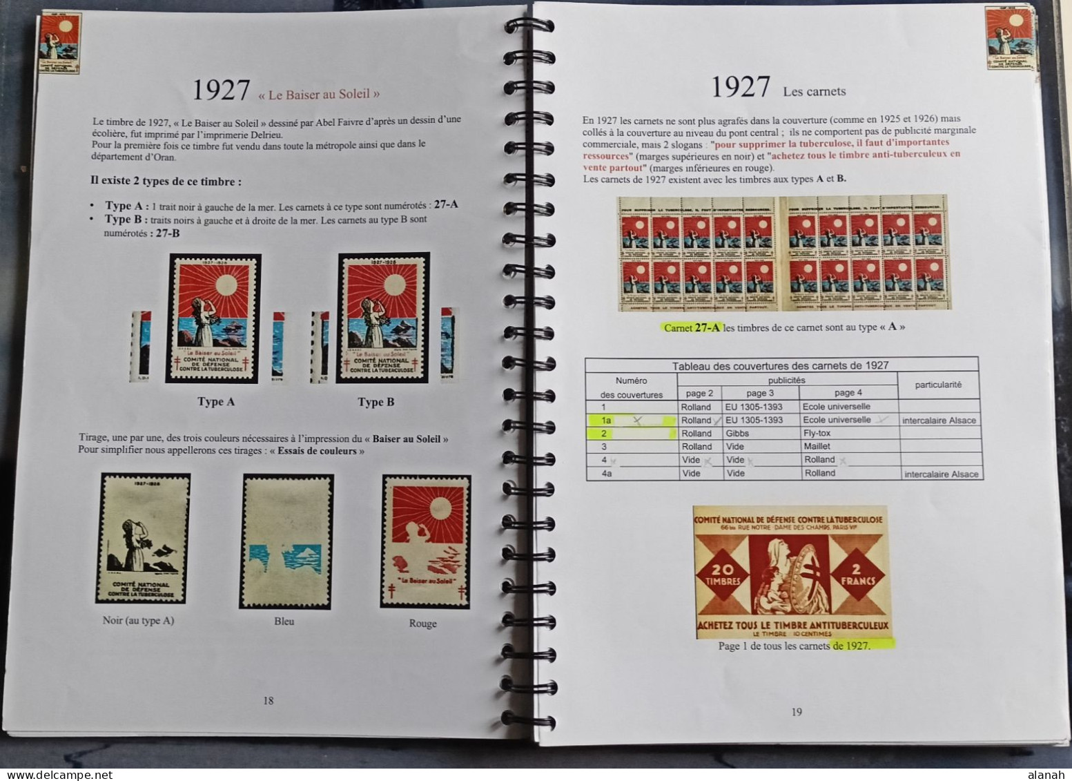 Catalogue COUTAN timbres antituberculeux 1925-1944