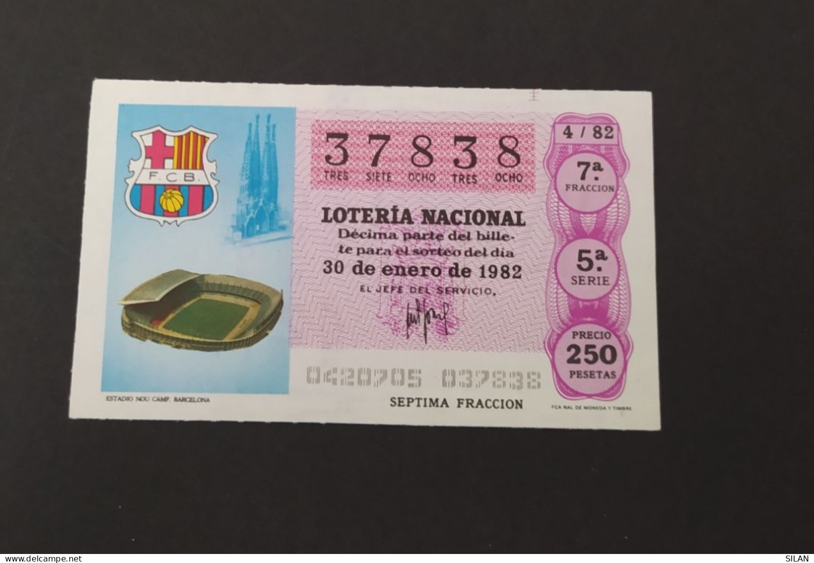 DÉCIMO DE LOTERÍA 1982 CAMP NOU FC BARCELONA. LOTERIE 1982 CAMP NOU FC BARCELONA - Andere & Zonder Classificatie