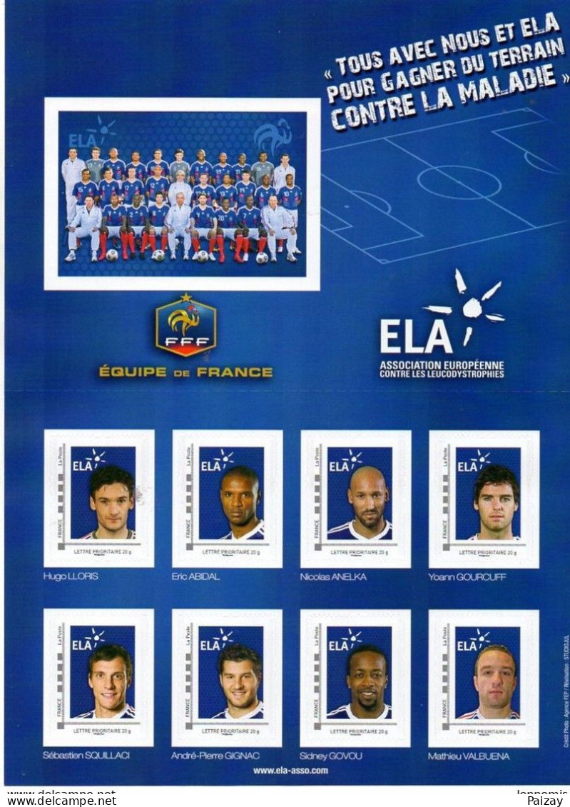 Collector France ELA ** Association Européenne Contre Les Leucodystrophies  Equipe France Football 10 T Adhésif  2009 - Neufs