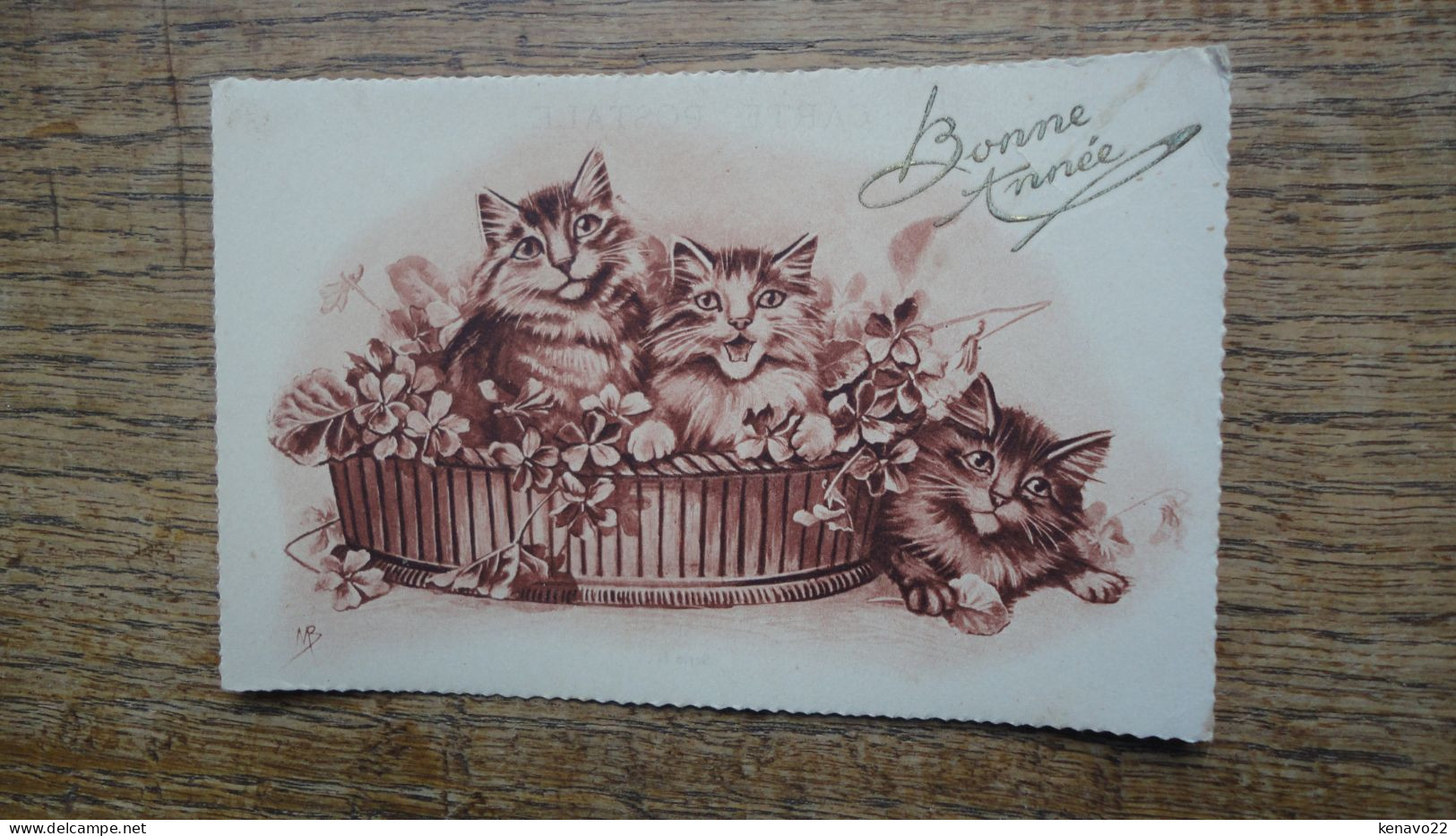 Ancienne Carte De Bonne Année "" Petits Chats "" - Nouvel An