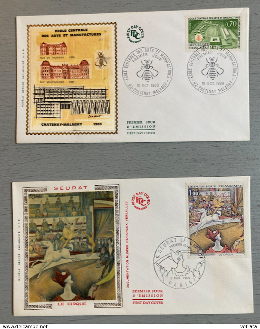 5 Enveloppes Premier Jour 1969 = (République-Paris-1969 / Floralies International-Paris-1969 / Musée De La Marine-Sous M - Altri & Non Classificati