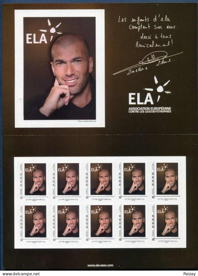 Collector France  ELA  **  Association Européenne Contre Les Leucodystrophies 10 Timbres Adhésifs  2009 Zinédine Zidane - Unused Stamps