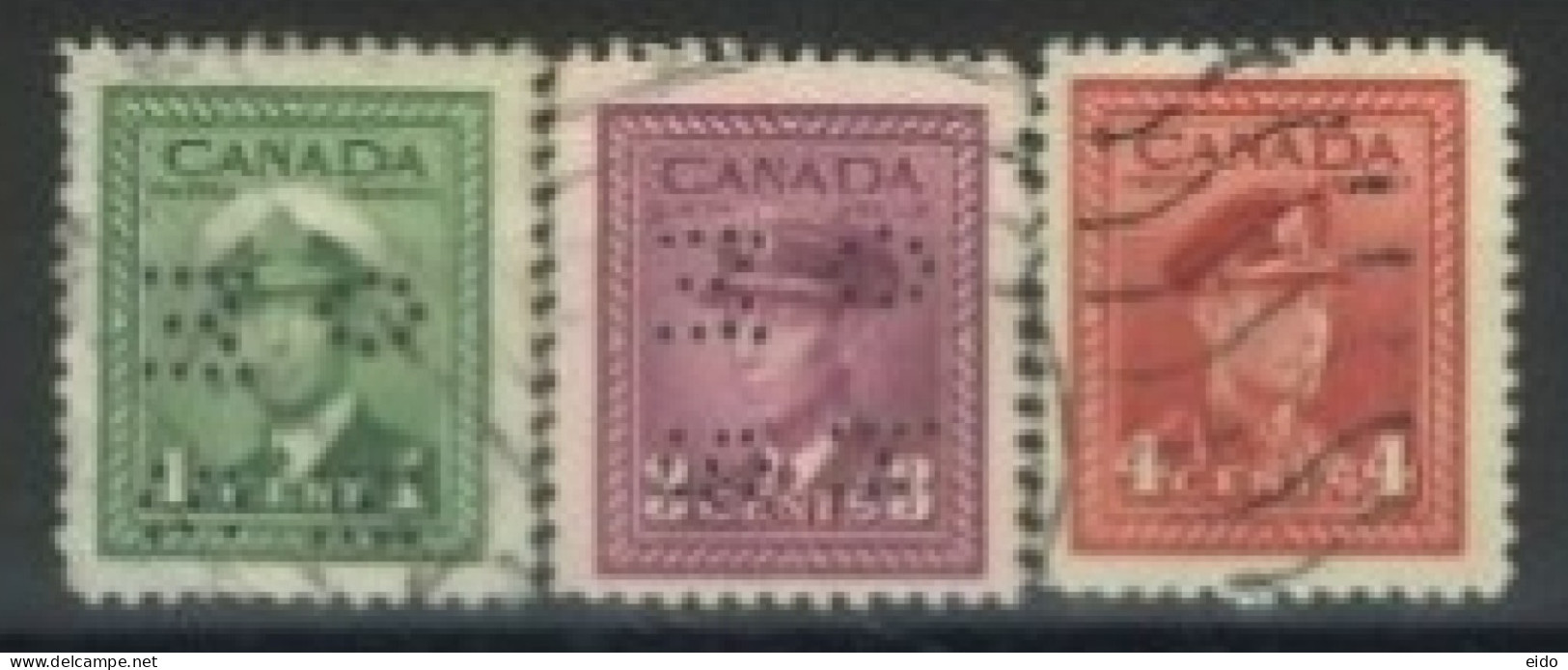 CANADA - 1942, KING GEORGE VI IN NAVAL UNIFORM STAMPS SET OF 3, USED. - Usati