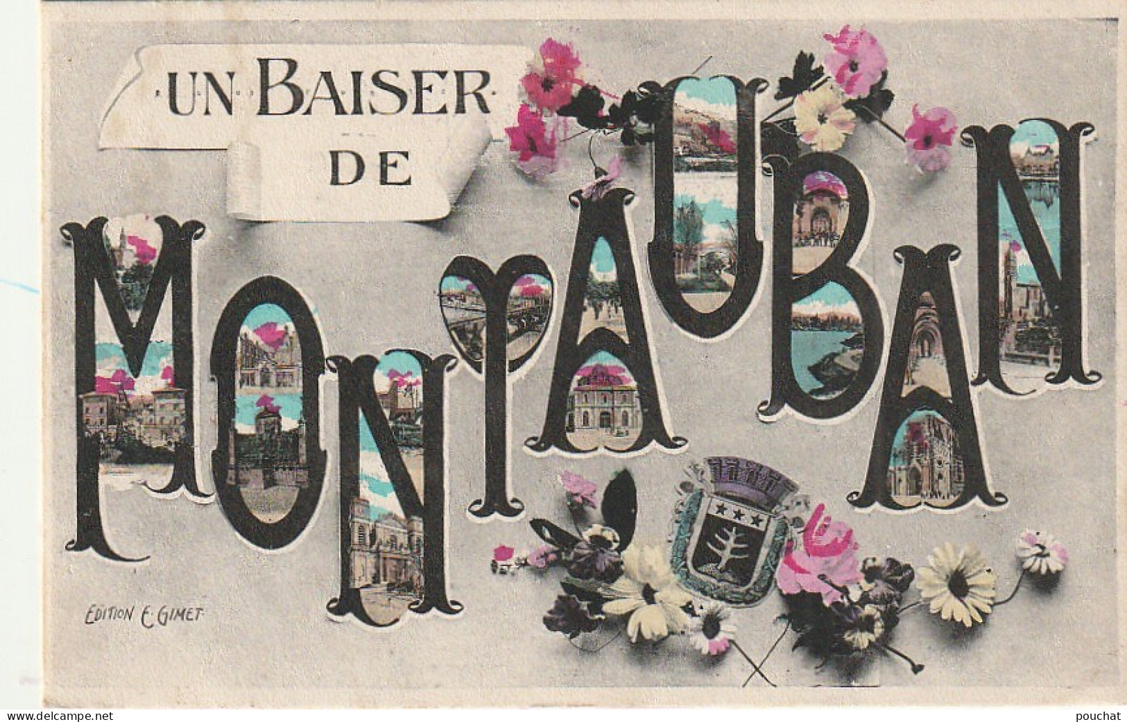 ZY 120-(82) UN BAISER DE MONTAUBAN - CARTE FANTAISIE COLORISEE - LETTRES MULTIVUES  - 2 SCANS - Montauban