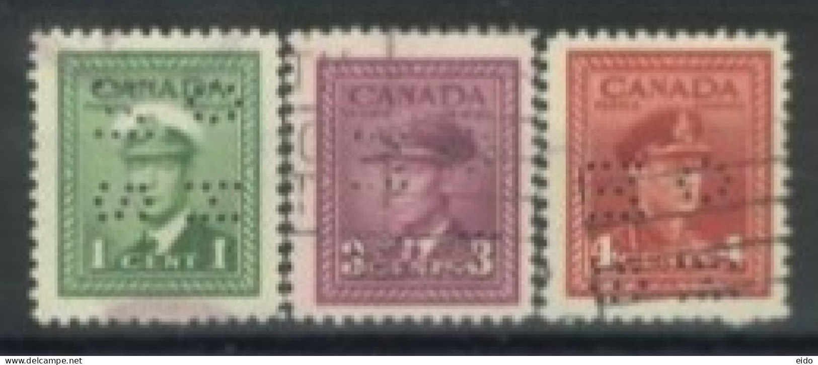 CANADA - 1942, KING GEORGE VI IN NAVAL UNIFORM STAMPS SET OF 3, USED. - Used Stamps