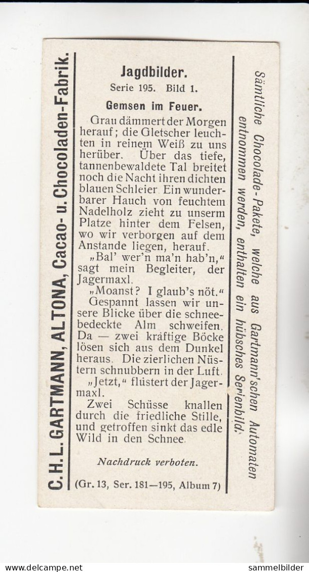 Gartmann Jagdbilder Gemsen Im Feuer  Serie 195 #1 Von 1907 - Andere & Zonder Classificatie