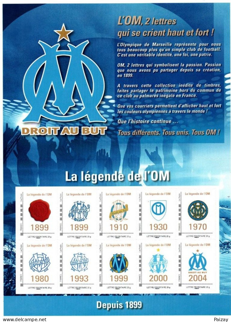 Collector N° 83 France  ** OM Olympique De Marseille Depuis 1899 10 T Adhésif  2010 Prix Envoi Poste 2€50 - Ungebraucht