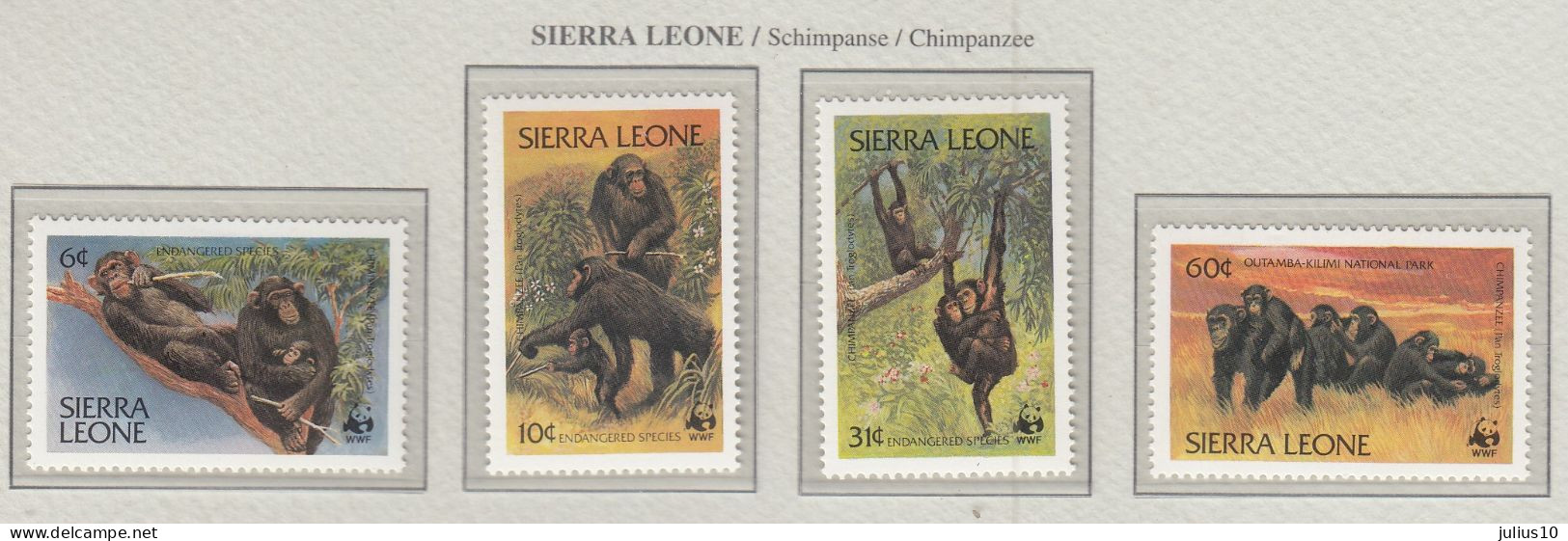 SIERRA LEONE 1983 WWF Fauna Animals Chimpanze Mi 713-716 MNH(**) Fauna 688 - Singes