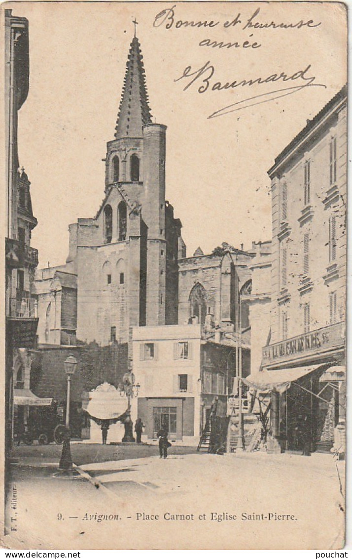 ZY 122-(84) AVIGNON - PLACE CARNOT ET EGLISE SAINT PIERRE - COMMERCES - 2 SCANS - Avignon