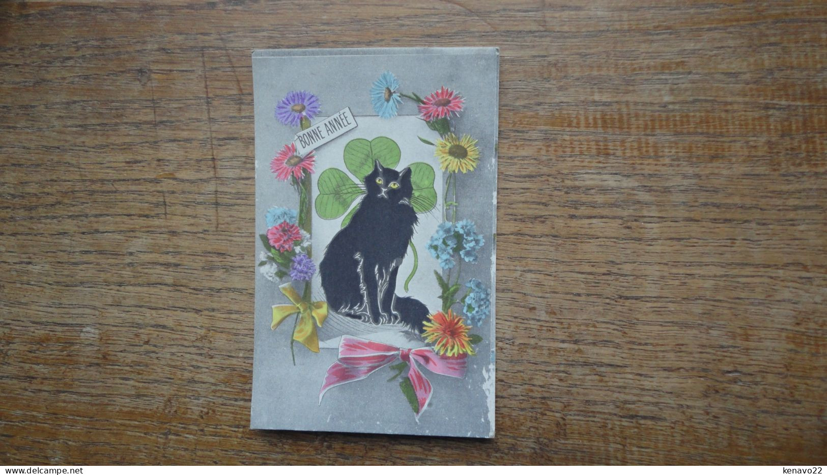 Ancienne Carte , De Bonne Année "" Chat "" - Nouvel An