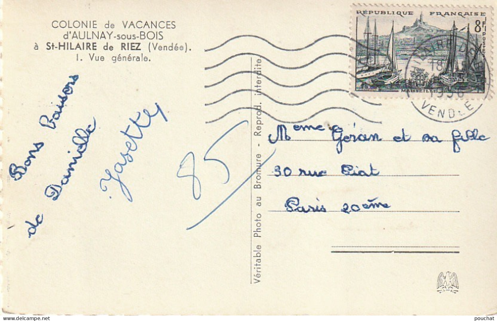 ZY 123-(85) ST HILAIRE DE RIEZ  - COLONIE DE VACANCES D' AULNAY SOUS BOIS - 2 SCANS - Saint Hilaire De Riez