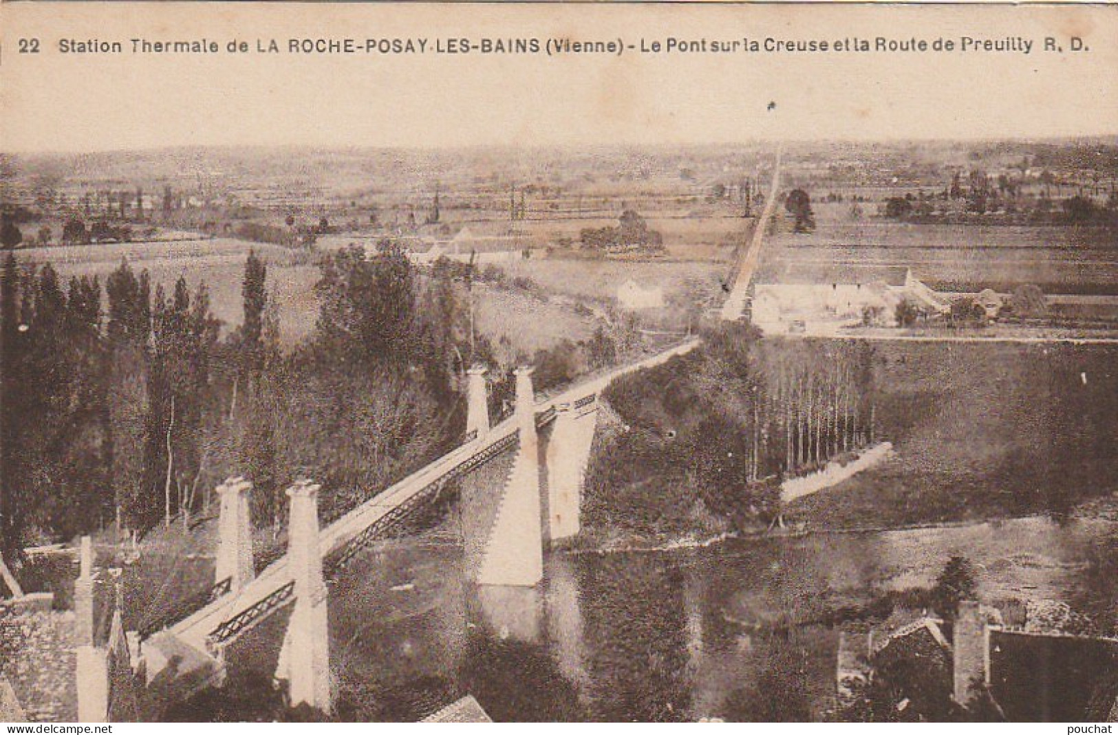 ZY 124-(86) STATION THERMALE DE LA ROCHE POSAY LES BAINS - LE PONT SUR LA CREUSE ET LA ROUTE DE PREUILLY  - 2 SCANS - La Roche Posay